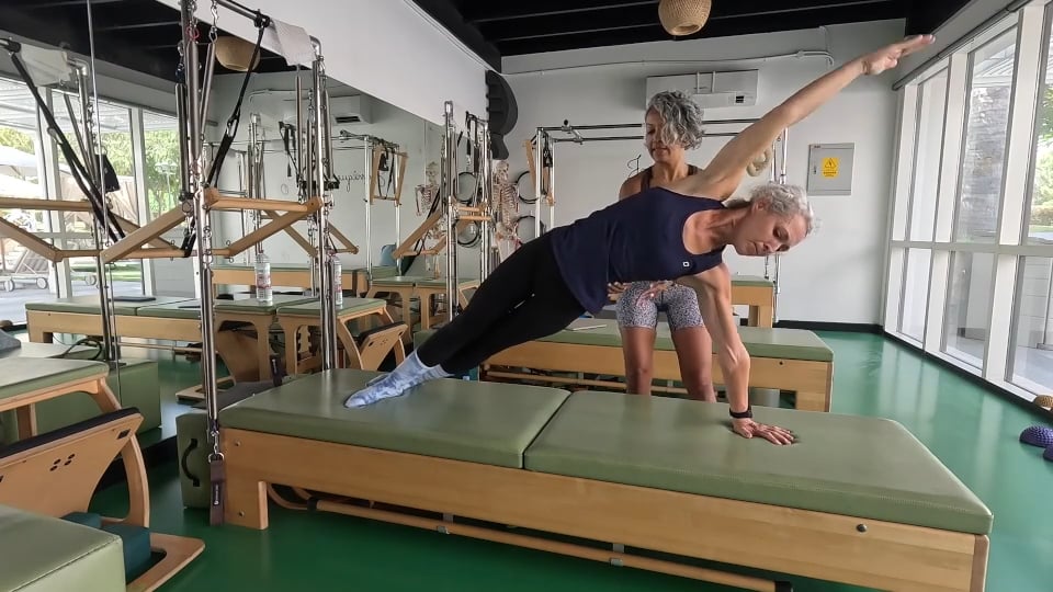 Lumbar elongation, inner thighs to psoas strength